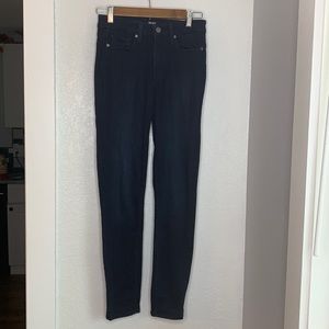 Paige dark blue Hoxton Ankle high rise stretch skinny jeans